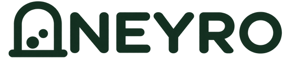 Logo Neyro vert forêt avec symbole de tapis et entrée